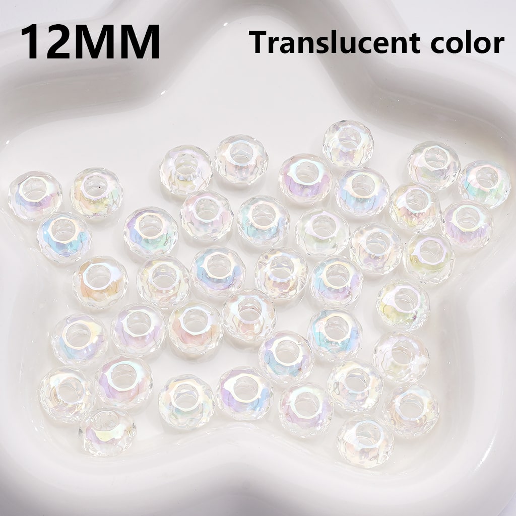 UV Coated Wheel Shape with Large Hole Translucent Multi-Color Acrylic Beads 12MM