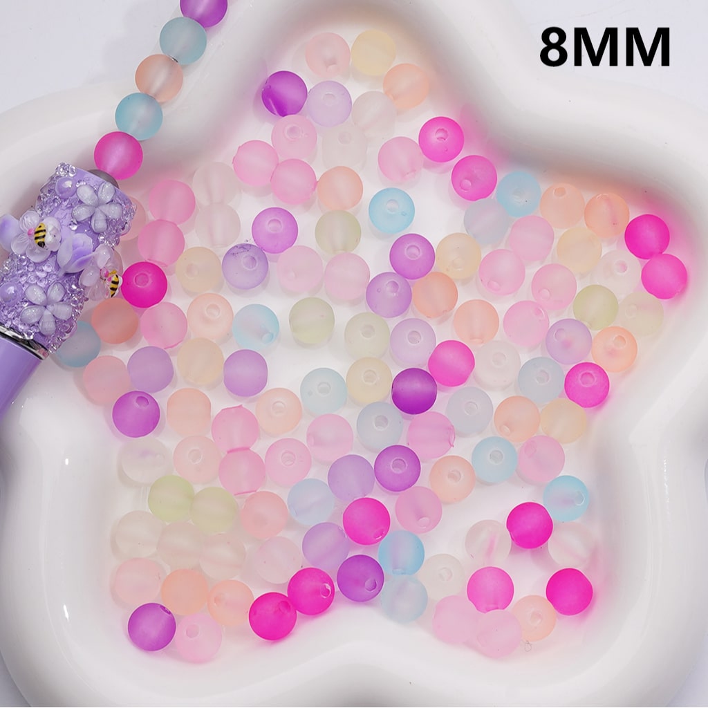 Translucent Frosted Matte Multi-Color Round Acrylic Waist Beads for Jewelry Making 8MM