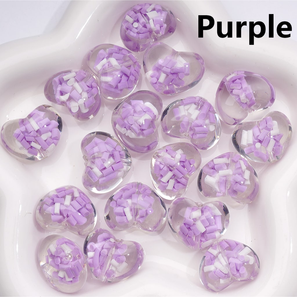 Heart Shape with Candy Sticks Inside Luminous Acrylic Beads 23×18MM Clear Single Color
