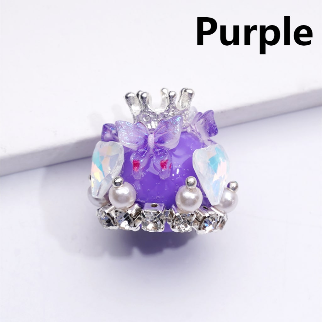 Butterfly Heart with Rhinestones, Pearls & Silver Crown Acrylic Beads 22*22MM Solid Color
