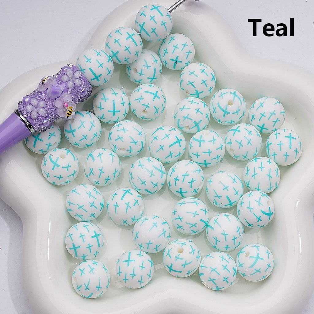 Mini Red Cross Print Medical Theme Silicone Craft Beads Z-00248