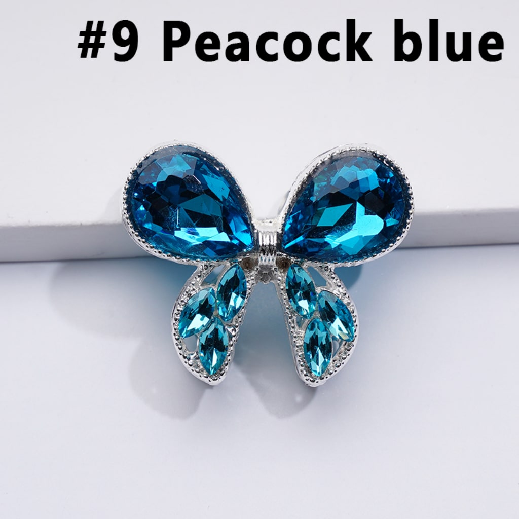 Silver Delicate Fancy Alloy Bowknot with Colorful Shiny Rhinestones Beads, Around 31*26MM