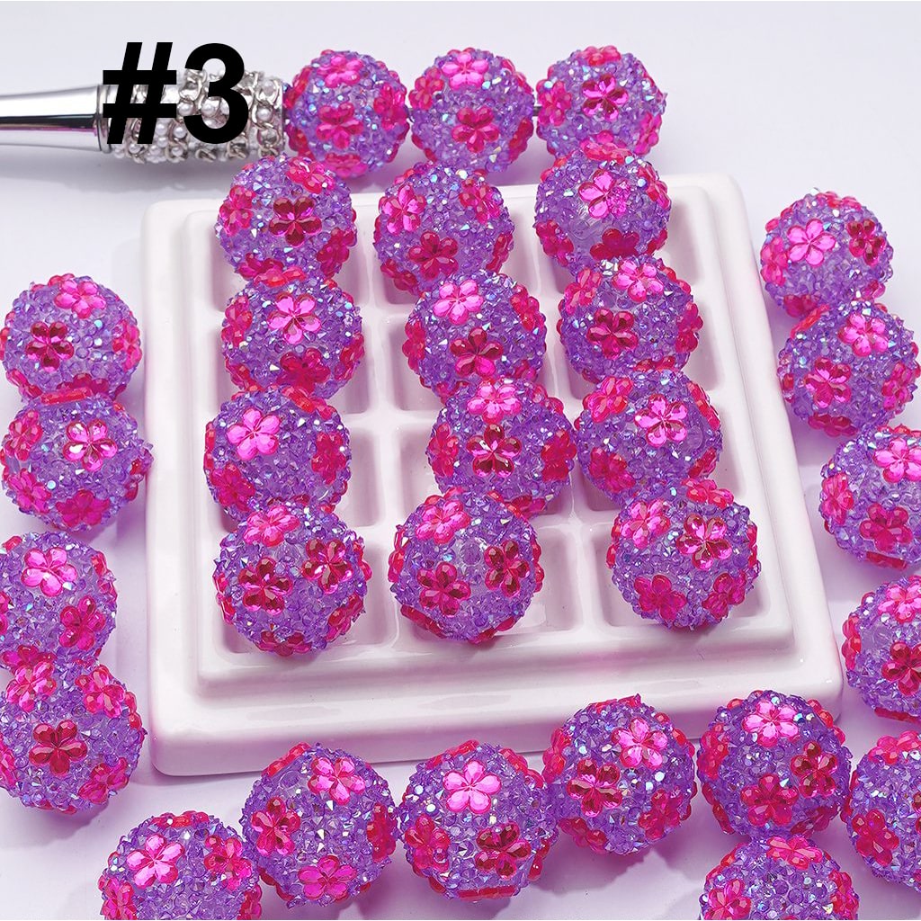 Mini Shiny Cone Shape Cute Flowers Acrylic Beads Clear Rhinestones Round, 20MM