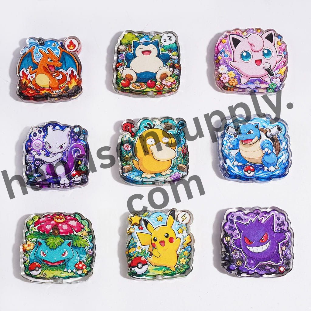 Cute Small Monster Character Series Semi-Clear Acrylic Beads, Random Mix