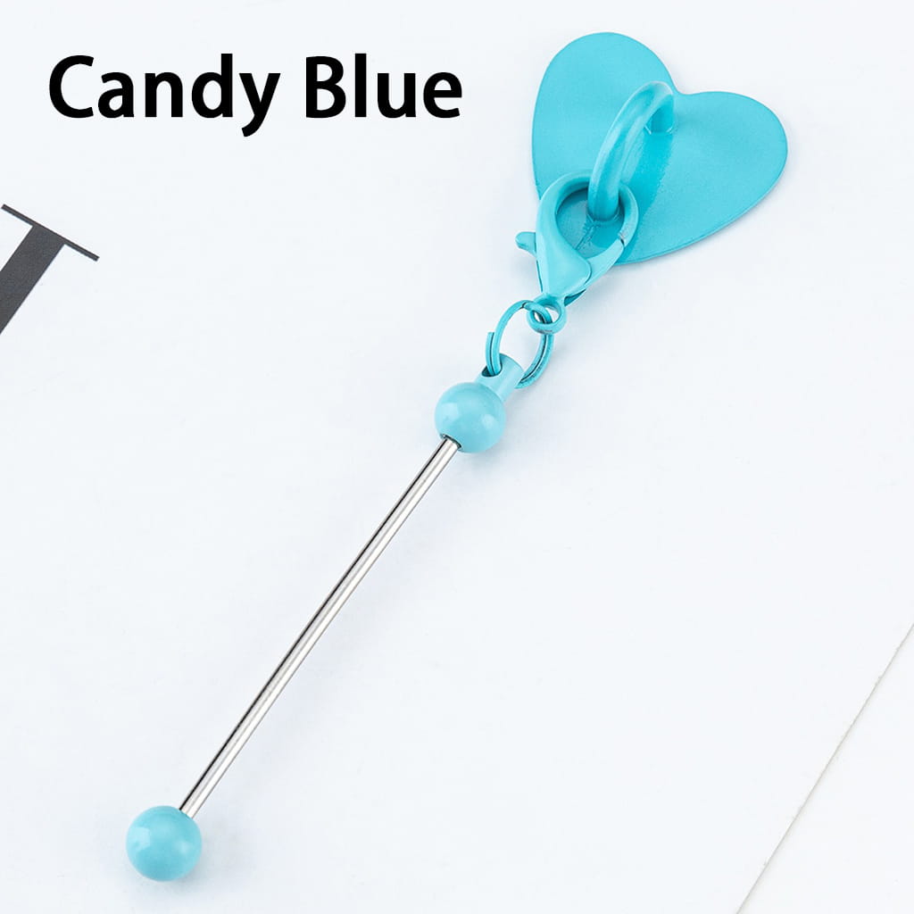 DIY Beadable Keychain Bar with Mini Lobster Clasp & Heart Accessories, 9.6*2.5CM
