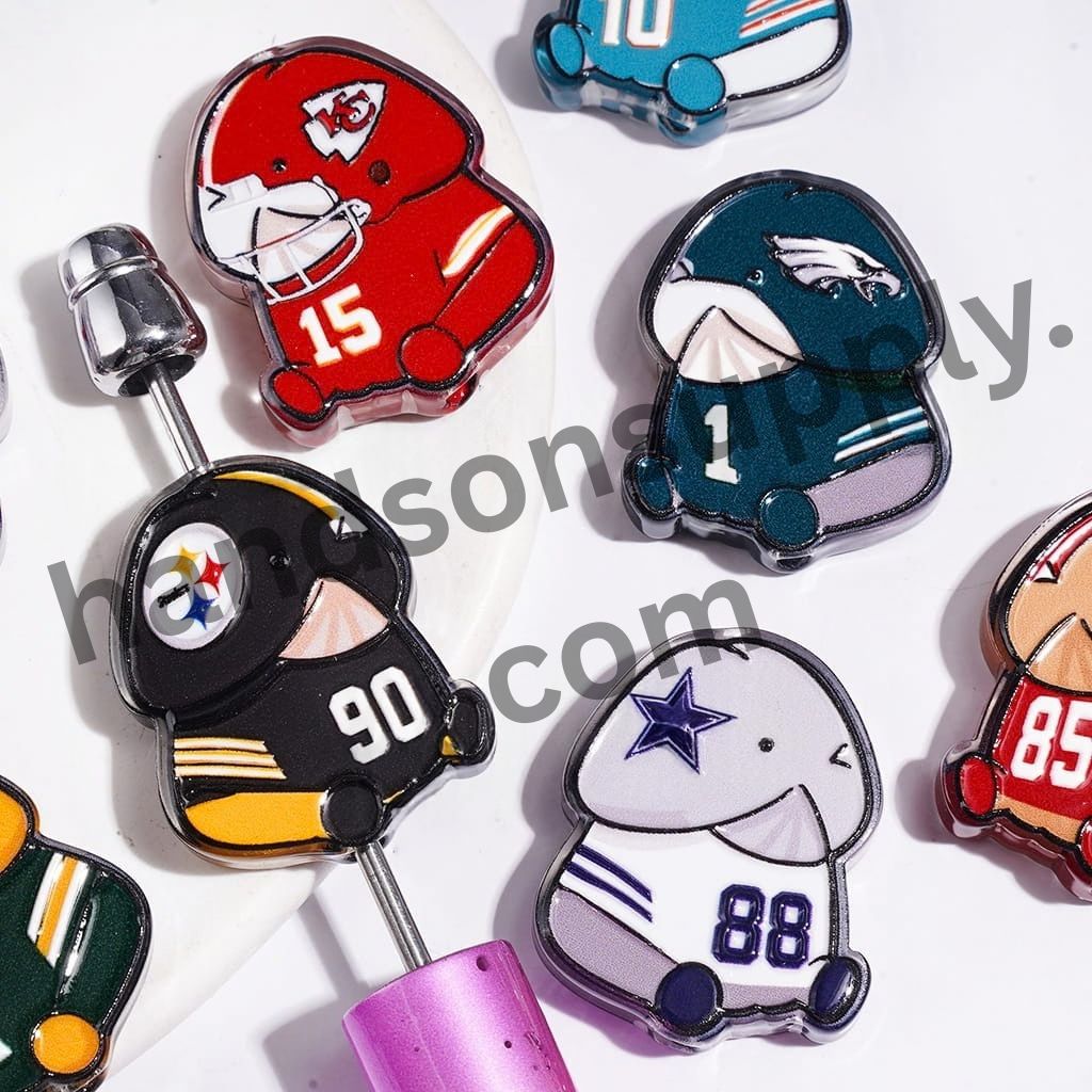 USA Sports Football Team Exclusive Men's Theme Acrylic Beads, 22*27MM, Random Mix