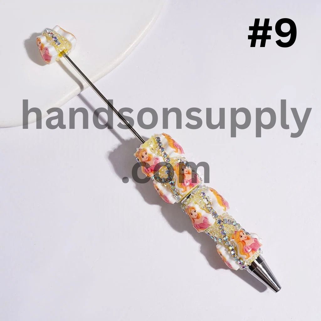 Classic Animated Princess Character series with Sparkling AB Rhinestone Chains & Clear Cone Rhinestones Accents Beadable Sugar Pens