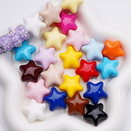 Solid Color Five-Pointed Star Acrylic Beads Stoving Varnish 23MM (Single Color is available for 200pcs Whole bag)
