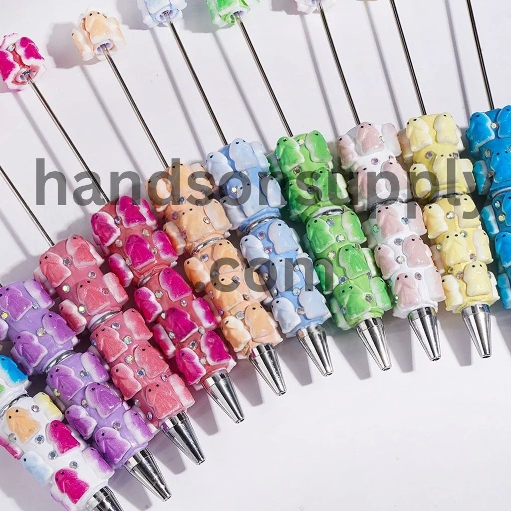 Stylish Man Exclusive Theme with Sparkling AB Rhinestone Beadable Clay Pens, Multicolor Random Mix