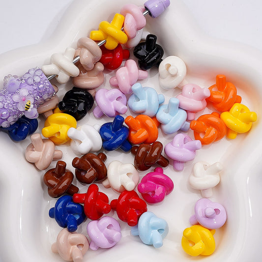 Knot Tie Cute in Solid Color Acrylic Beads Around 15*17MM (Single Color is available for 200pcs Whole bag)