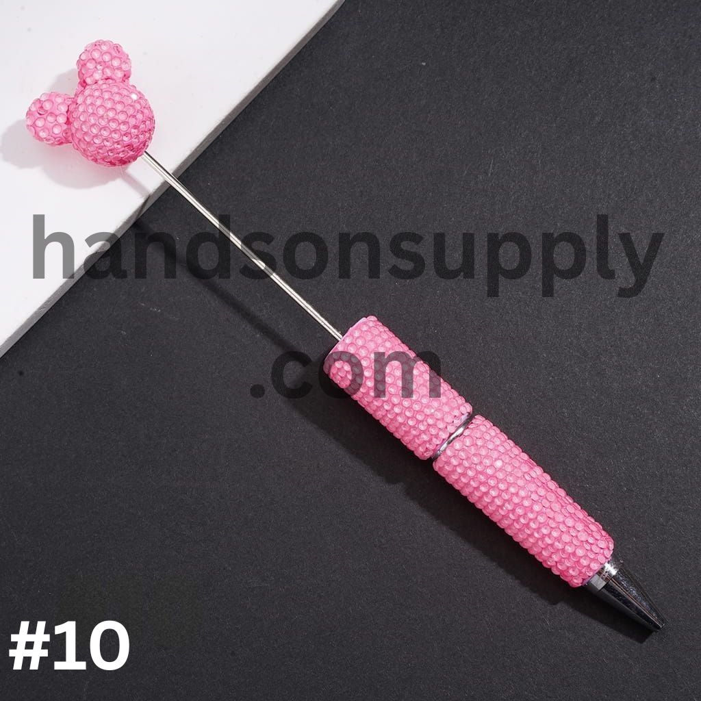 Vibrant Color Mouse Head Pen Topper with Sparkly Rhinestone Fluorescent Beadable Clay Pen (Please Read Description)