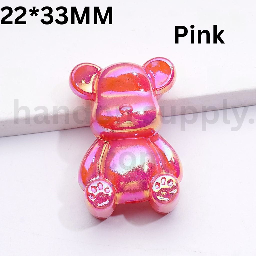 UV Coated Bearbric Style 33×22MM Solid Color Acrylic Beads Single Option Available