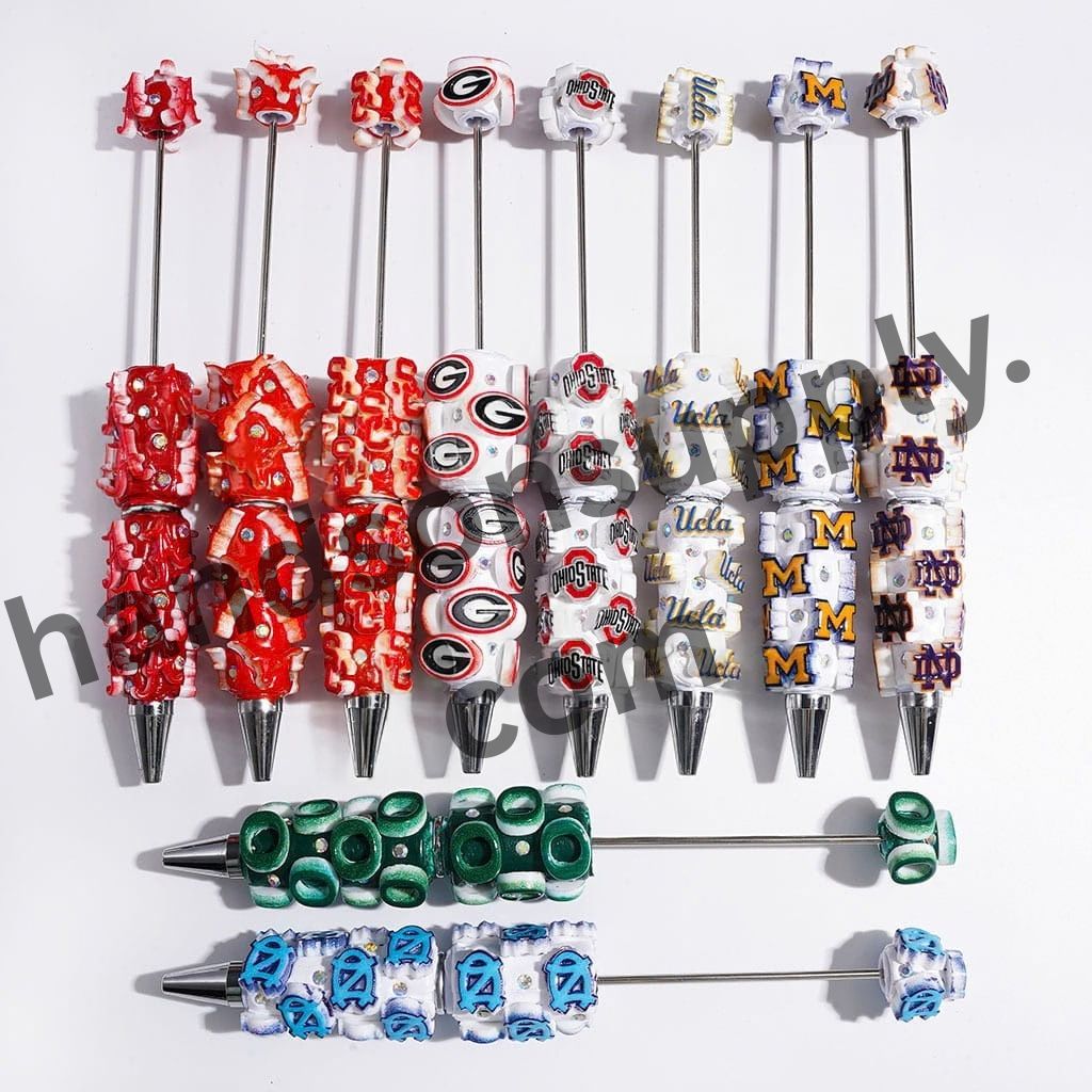 Dynamic Sporty American College Football Team Series with Sparkling AB Rhinestones Beadable Clay Pens