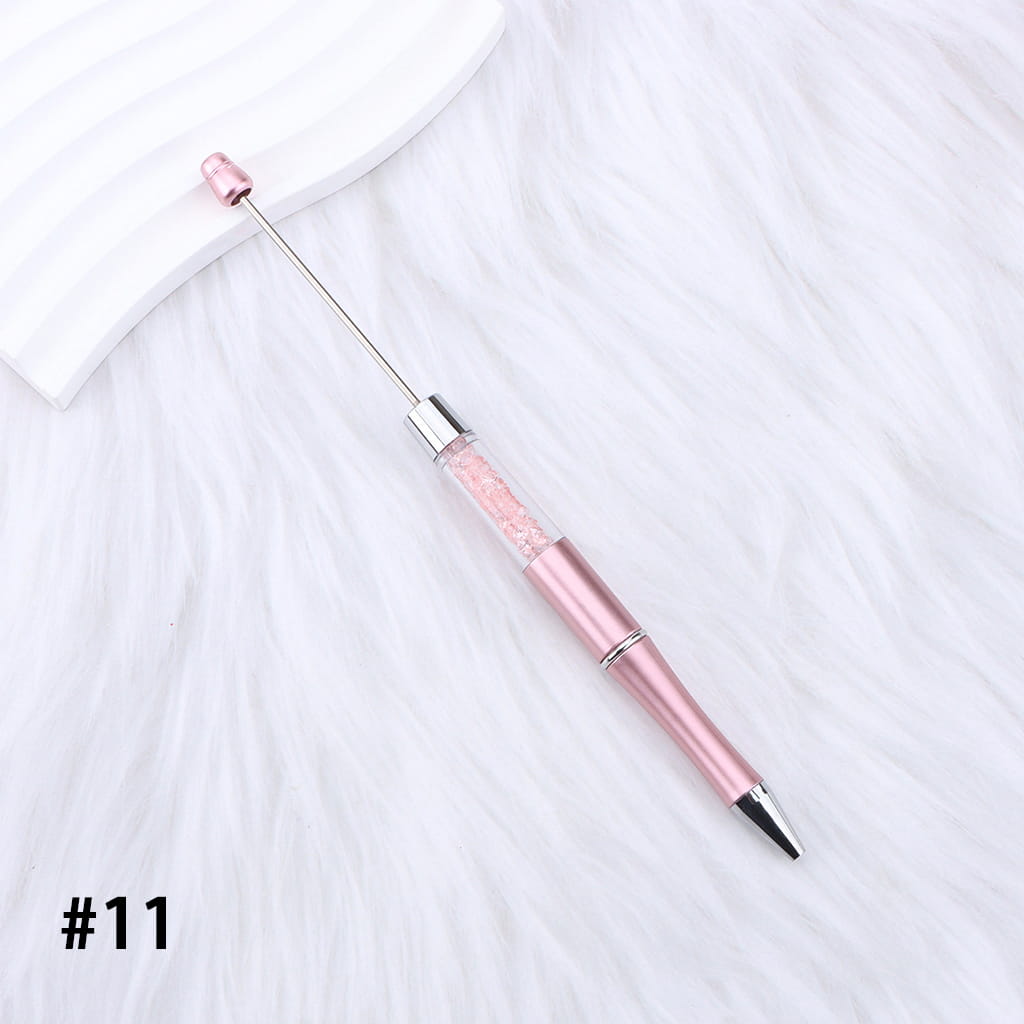 DIY Plastic Beadable Pens - Transparent Tube with Shimmer Crystal Beaded Pens, Length 186MM, Multi-Color