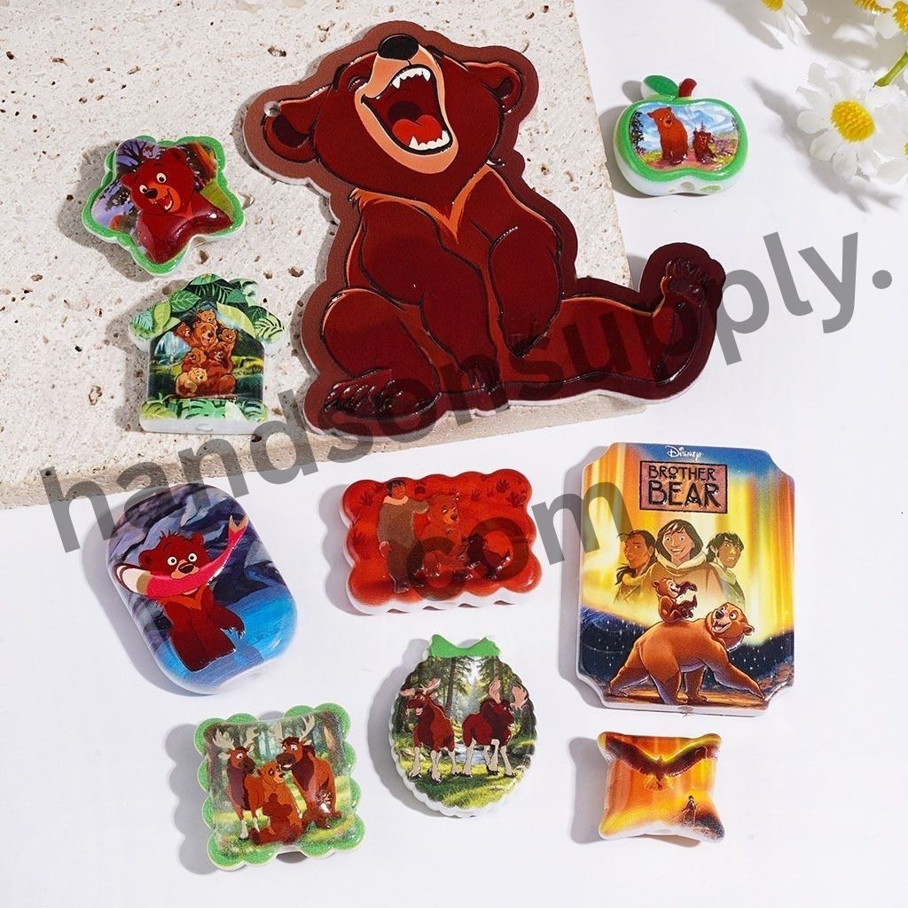 Adorable Bear Family Character Series Acrylic Beads & Pendants, Random Mix