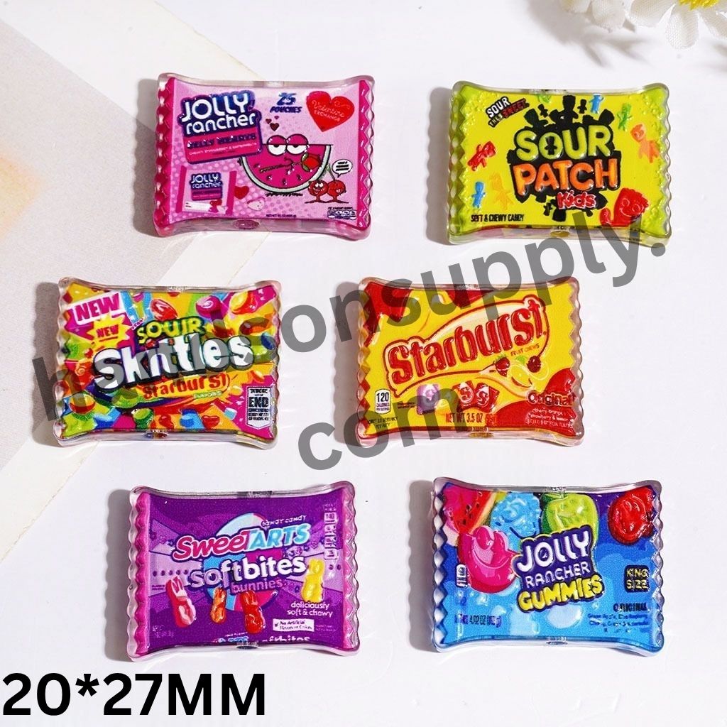Juicy Fruit-Flavored Gummy Candy Series Semi-Clear Acrylic Beads, 20*27MM, Random Mix