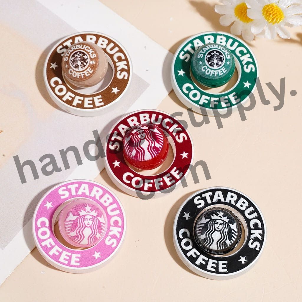 Multi-Color Round Hollowed Frame & Bead Pieces Coffee Series Acrylic Beads, Random Mix (The Round Beads is 16MM, Hollowed Round Frame is 31MM)