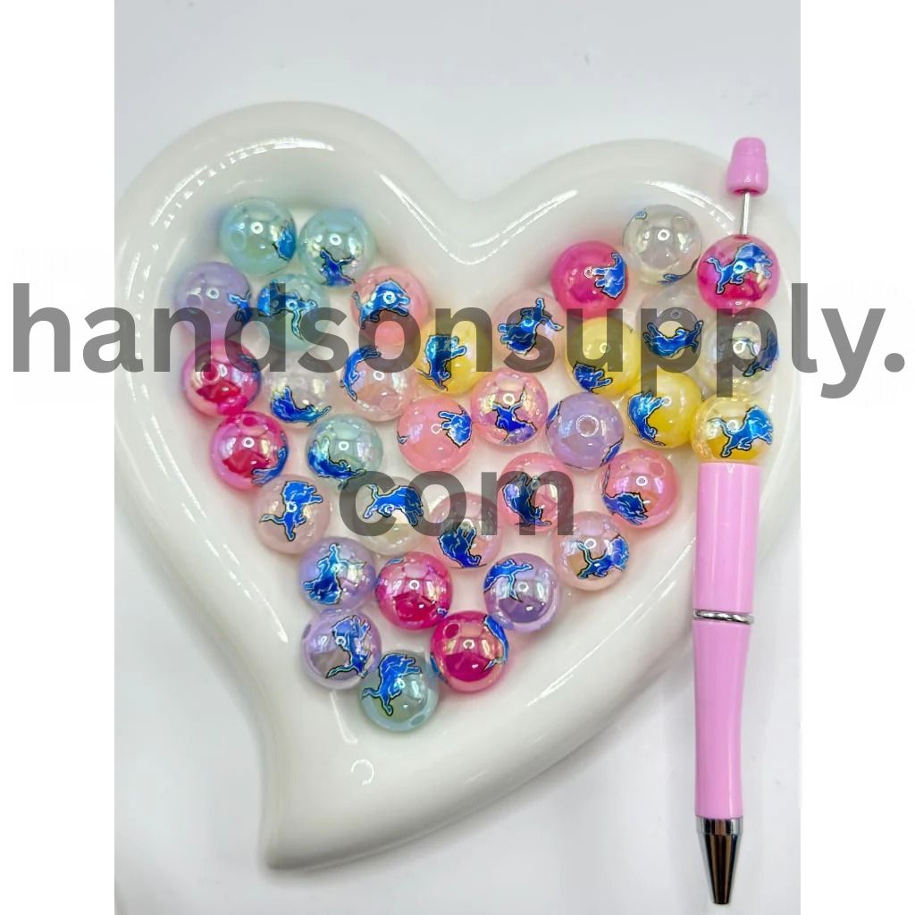 Round Jelly Color USA American Football Team Sports Acrylic Beads, 16MM