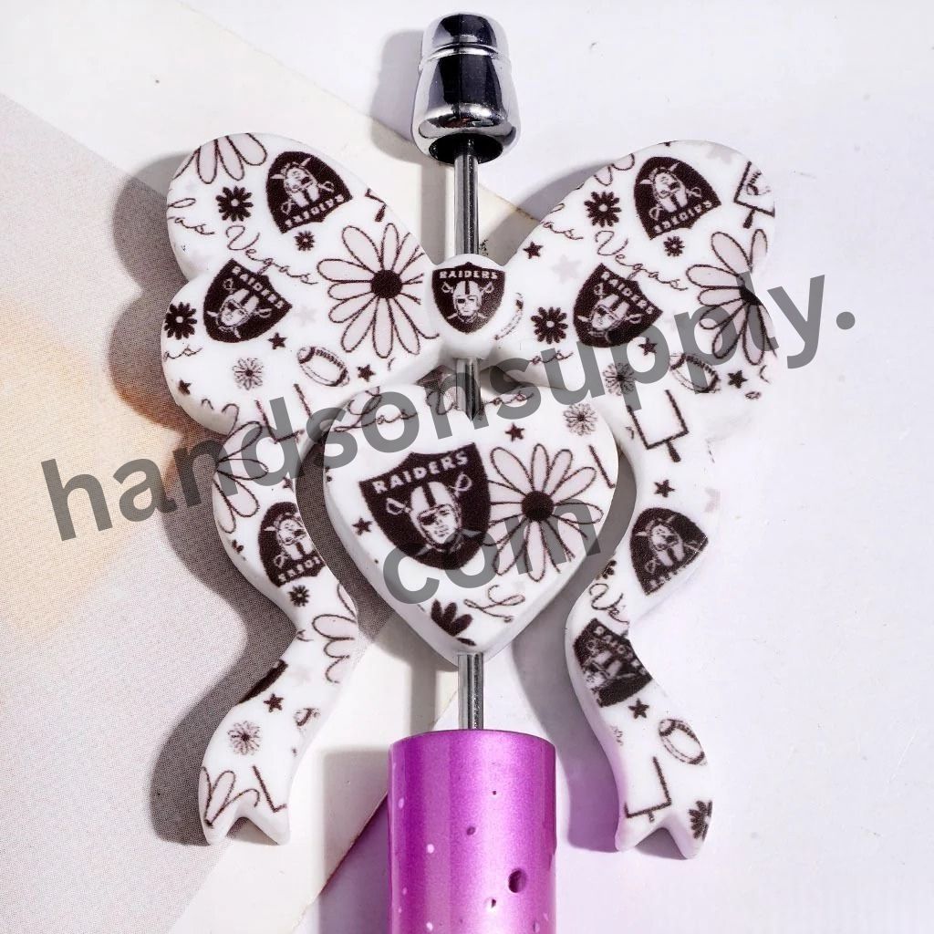 Las Vegas American Football Collection with Heart & Bowtie-Shaped Silicone Focal Beads, 45*52MM