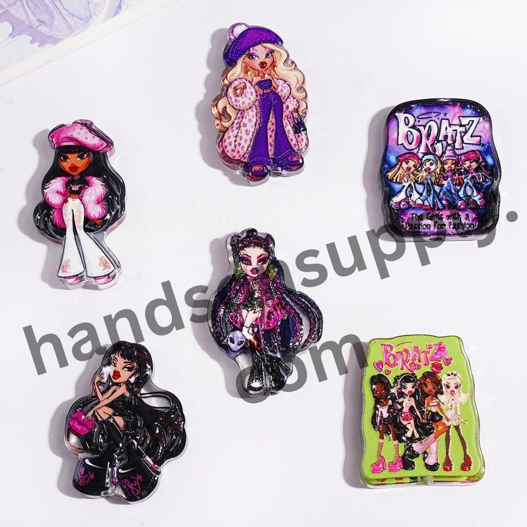 Gothic Dark Fantasy Style Purple Doll Character Series Acrylic Beads, Random Mix