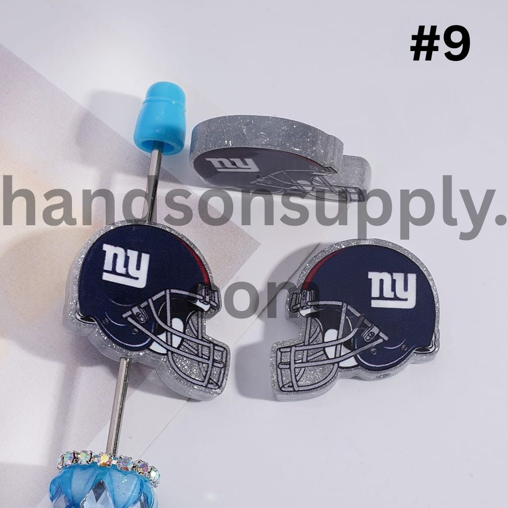 Silver Glitter USA American Football Helmet Shape Acrylic Beads 22*26MM