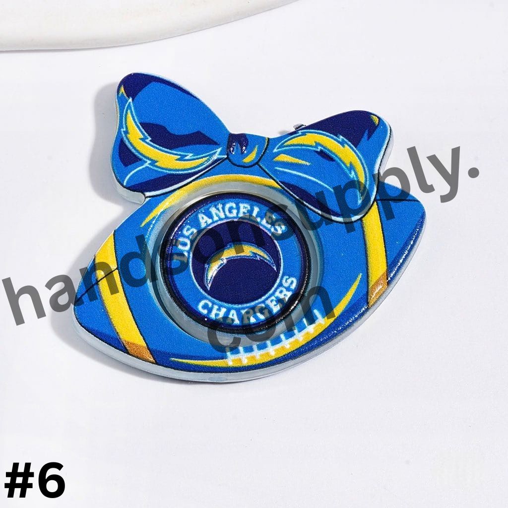 American Football Team Design Hollow Bowtie Frame with Flat Round Acrylic Beads Collection Set, Large Size