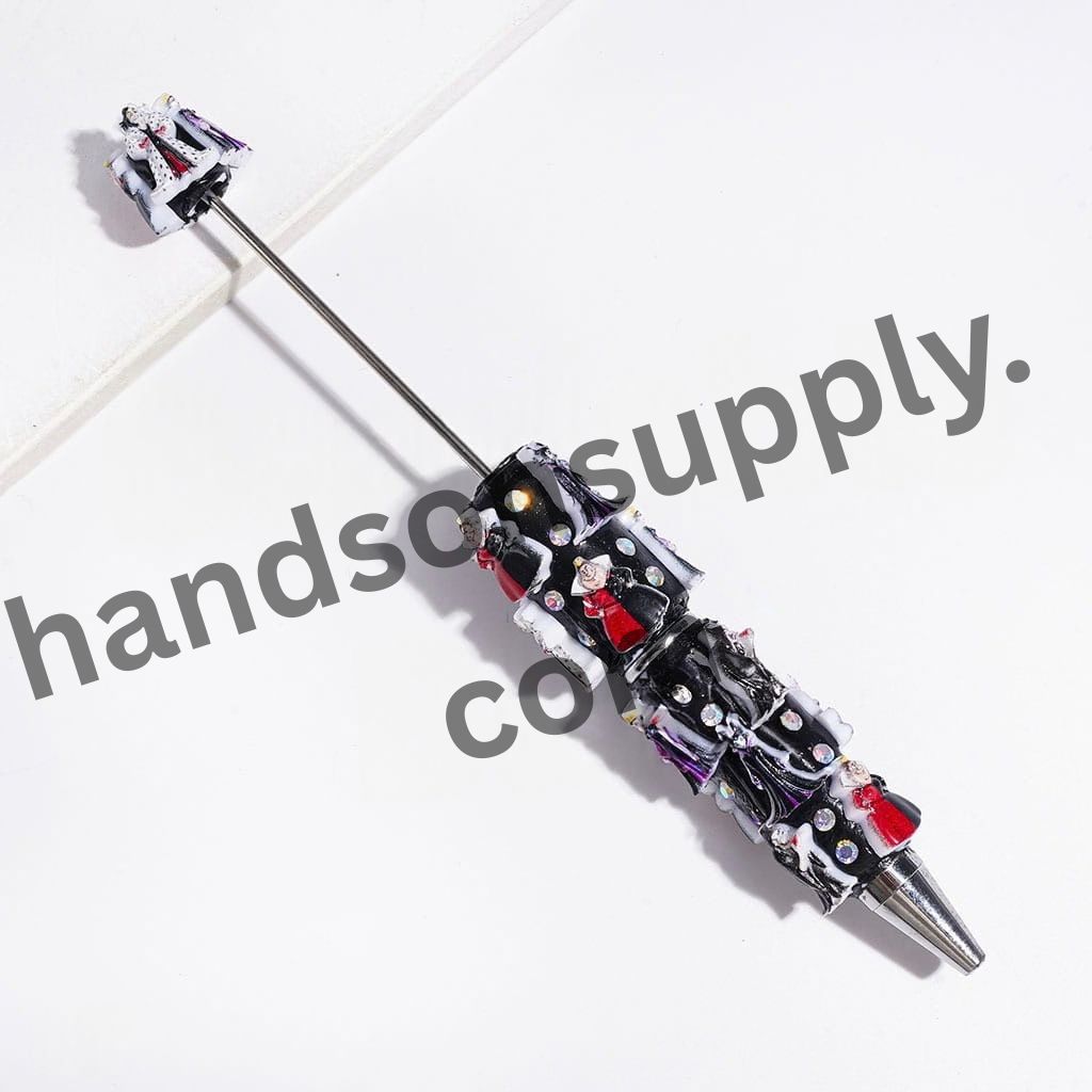 Classic Cartoon Villain Character Series with Sparkling AB Rhinestones Design Beadable Clay Pen