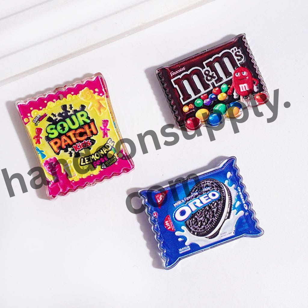 Sweet Shop Treats and Colorful Candy Snack Designs Semi-Clear Acrylic Beads, Random Mix