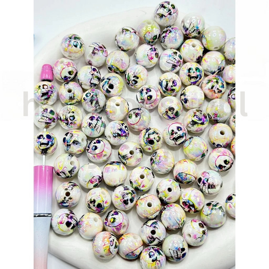 Creepy Skull Head Theme Round 16MM Assorted Mix Halloween Acrylic Beads