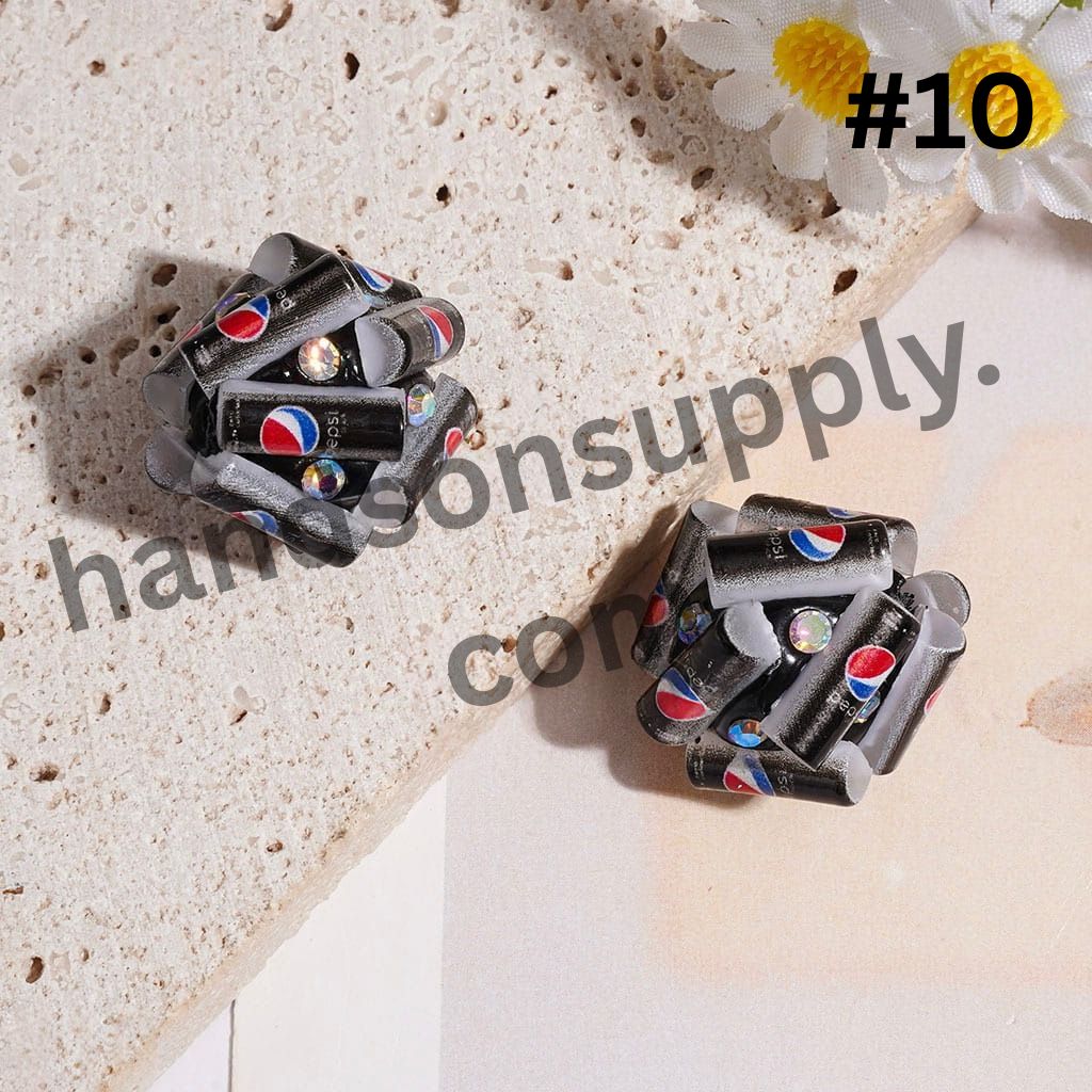 Mini Soda Soft Drink Can & Bottle Shape Clay Beads with AB Rhinestones, 20MM, Multi-Color