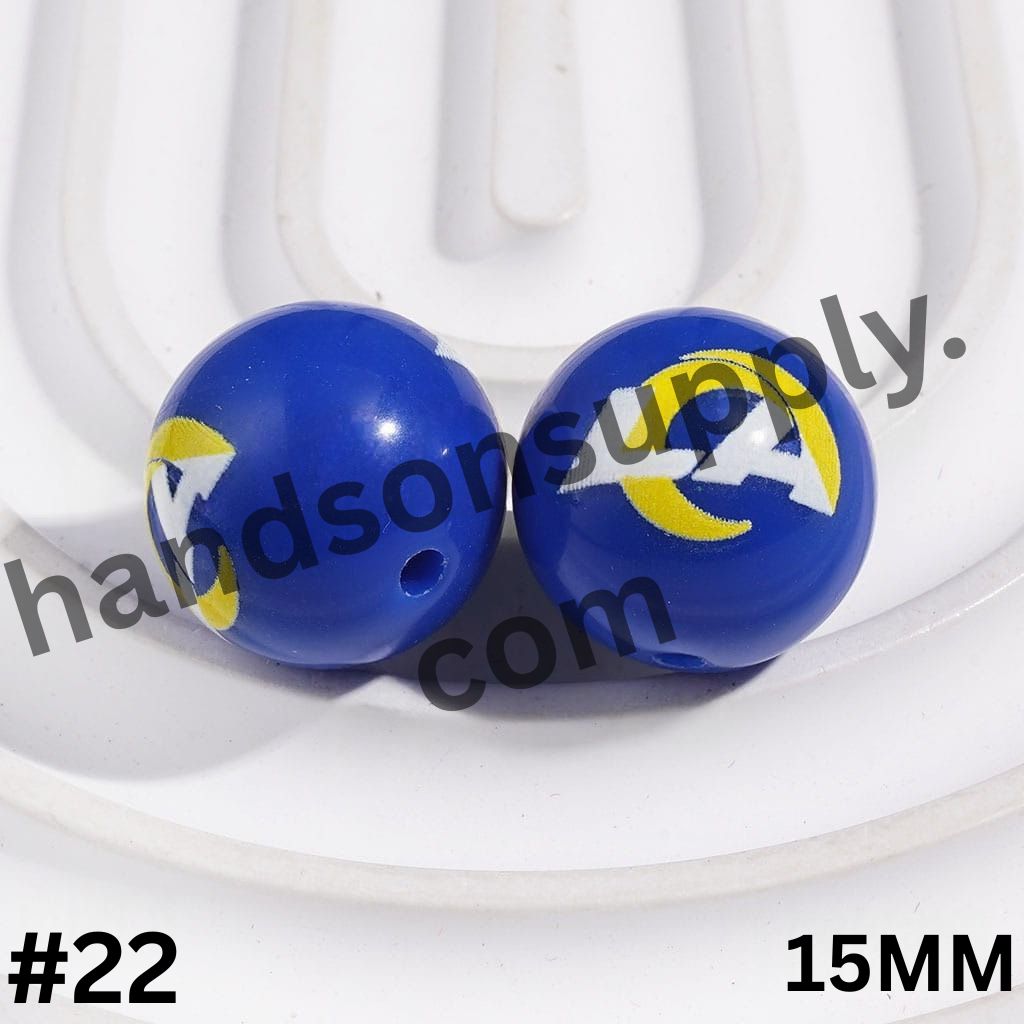 American Football Team Acrylic Beads for Bracelets, 15MM