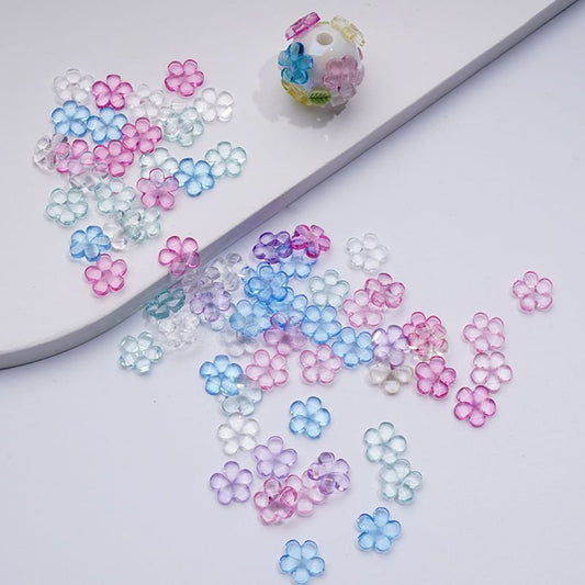 DIY Cute Clear Mini Colorful Flowers for Beads Jewelry Accessories, Random Mix