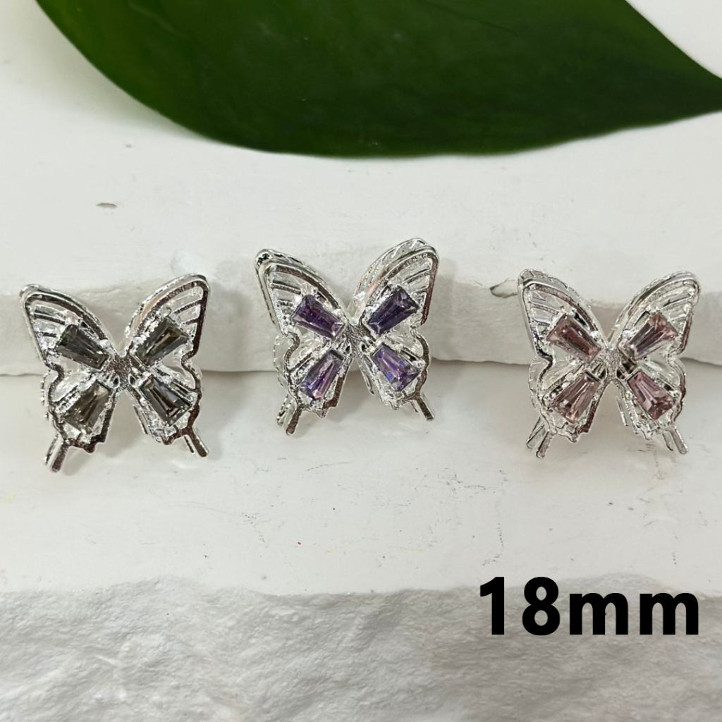 Bling Bling Silver Alloy Fancy Butterfly with Colorful Rhinestones, Around 19*19mm – Please Read the Description