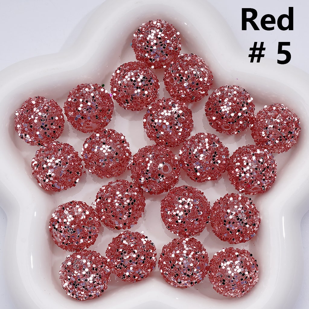 Clear Round Acrylic Beads 20MM Multicolor Shiny Confetti Accent for Crafts