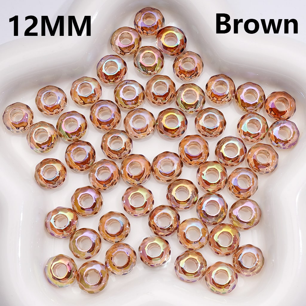 UV Coated Wheel Shape with Large Hole Translucent Multi-Color Acrylic Beads 12MM