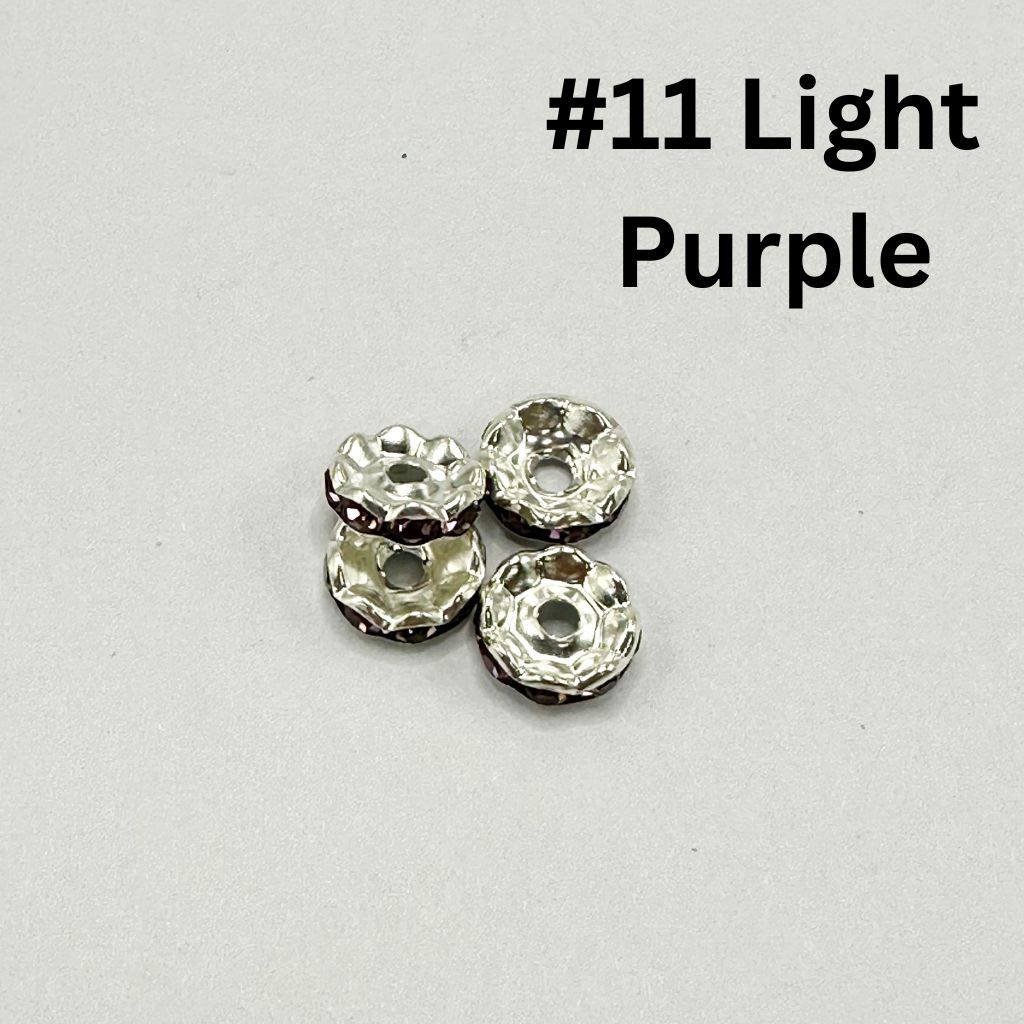 Wavy Metal Spacers with Rhinestones in Solid Colors, 12MM