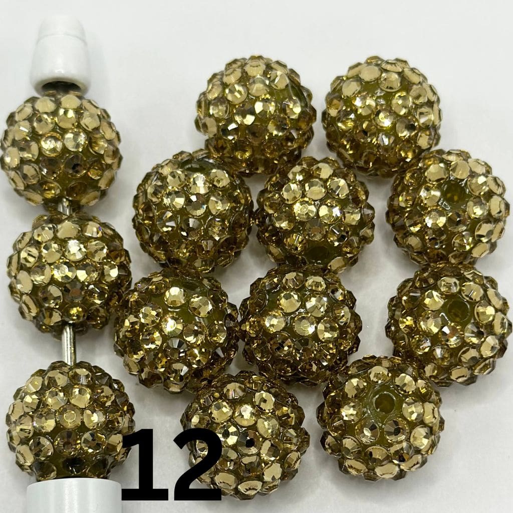 Glossy Shiny Clear Acrylic Beads with Crystal Rhinestones, 16mm