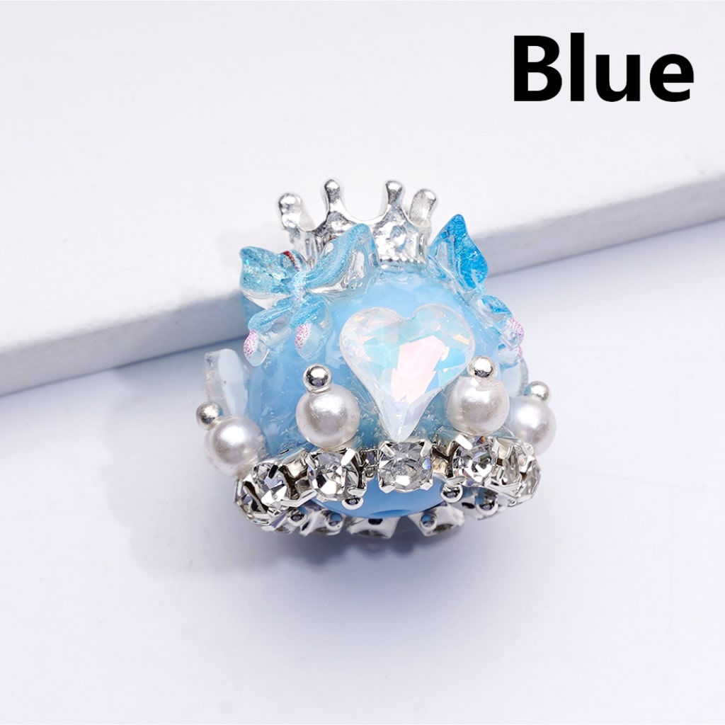 Butterfly Heart with Rhinestones, Pearls & Silver Crown Acrylic Beads 22*22MM Solid Color