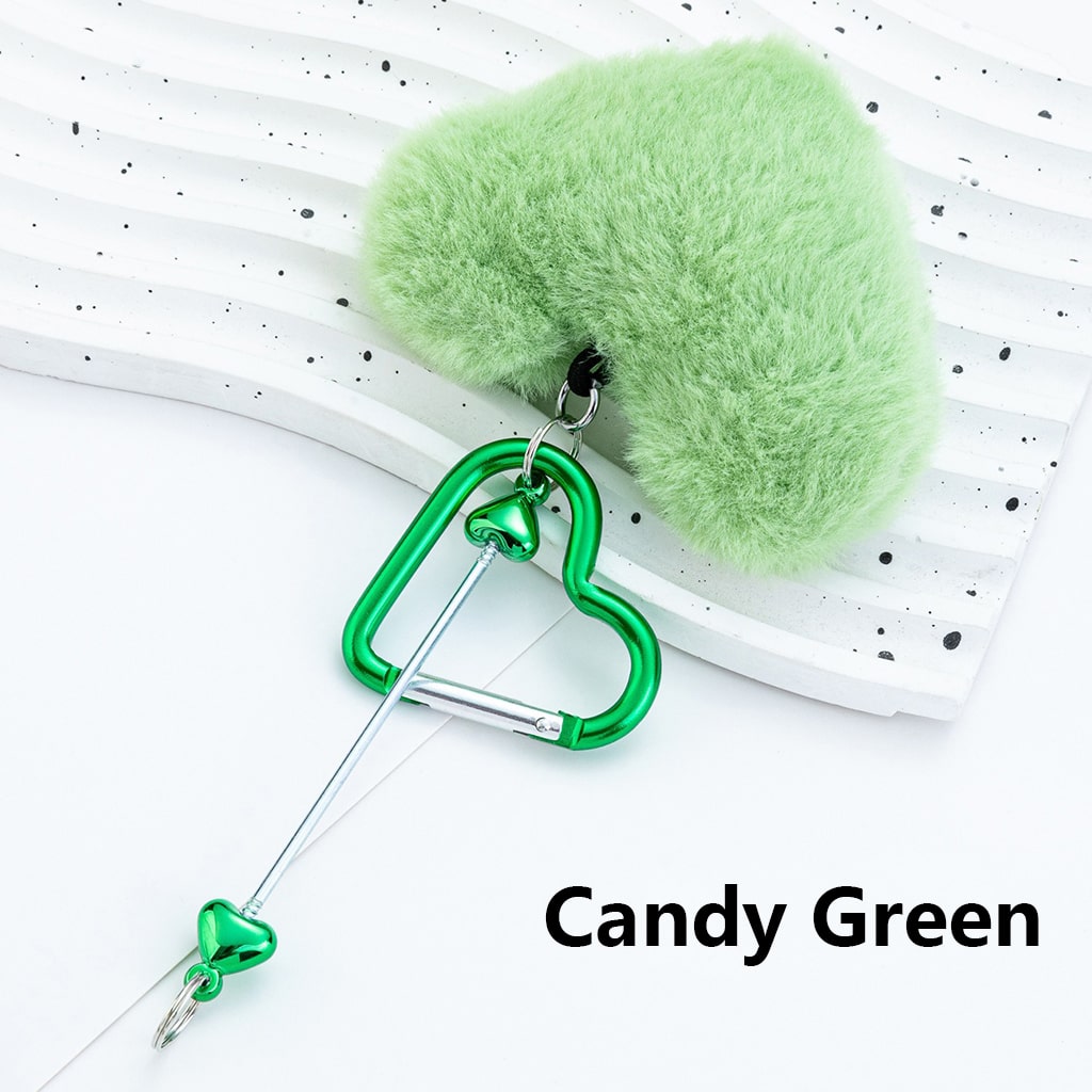 Beadable Metal Heart Shape Frame DIY Pom-Pom Heart Keychain 160MM