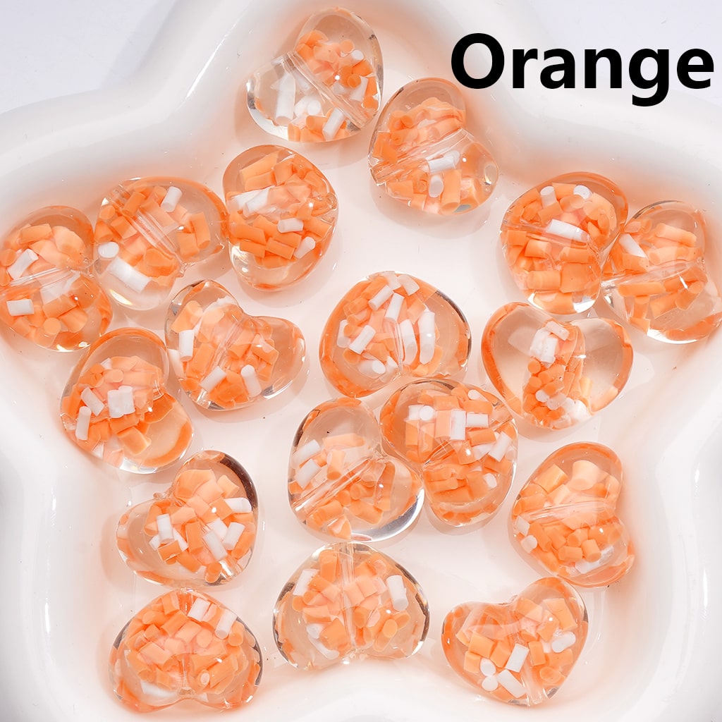Heart Shape with Candy Sticks Inside Luminous Acrylic Beads 23×18MM Clear Single Color