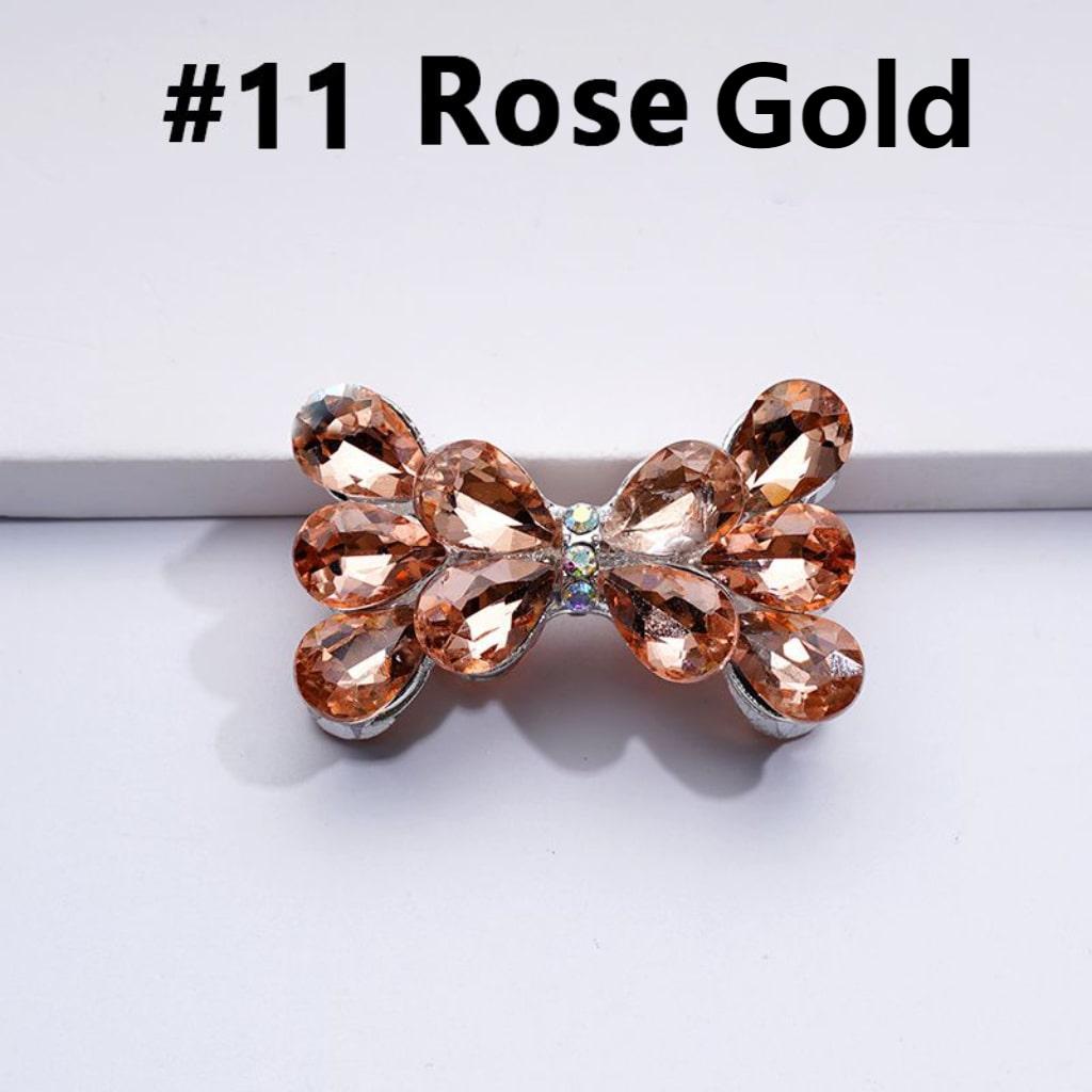 Silver Alloy Bling Bling Fancy Bowknot with Colorful & AB Shiny Rhinestones Beads, Around 37*22MM