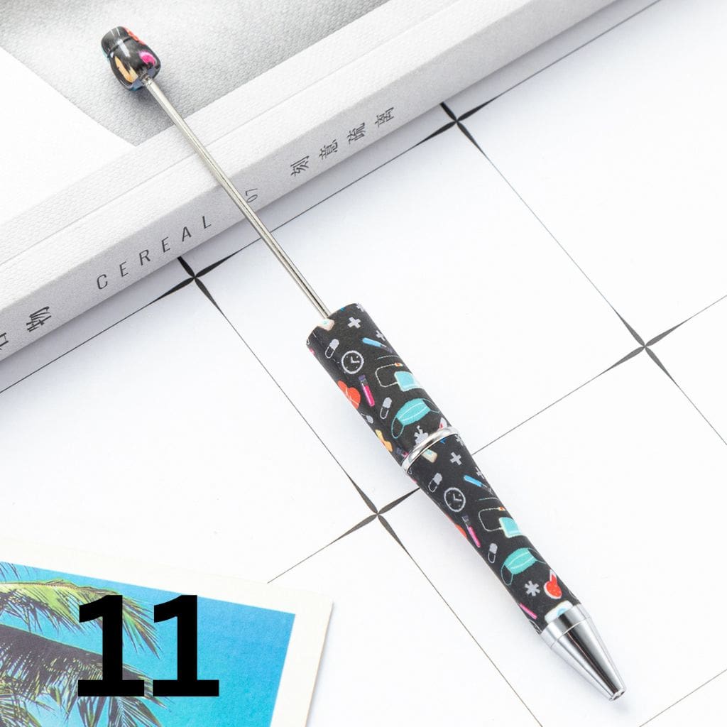 Nurses Doctor Print Beaded Pens with Healthcare Design Random Mix Beadable Pens