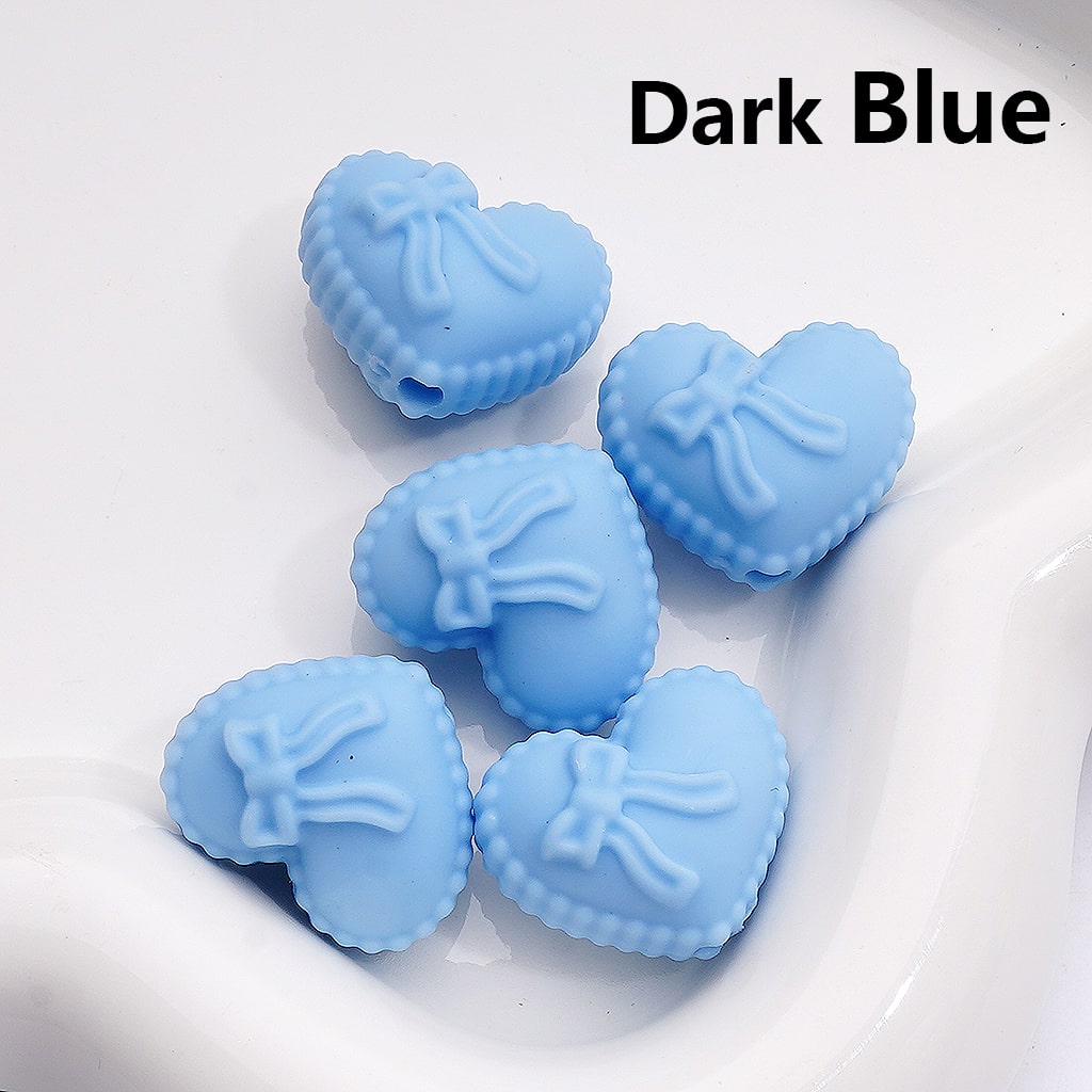 Rubber Coated Acrylic Beads Heart Shape with Bowknots Multi-Color 18*20MM (Single Color is av available for 200pcs(Whole Bag))