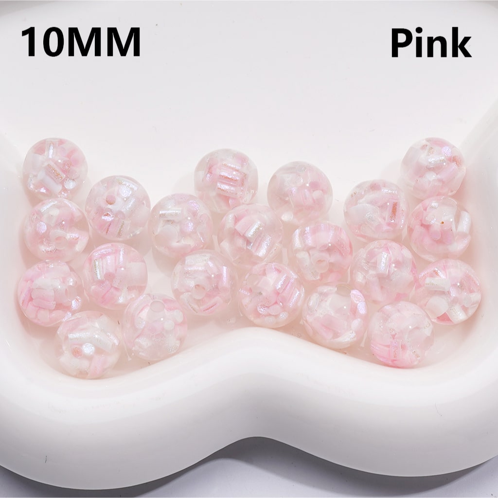 Shiny Colorful Candy Stick Clear Single Color Round Acrylic Waist Beads for Jewelry Making 10mm Random Mix