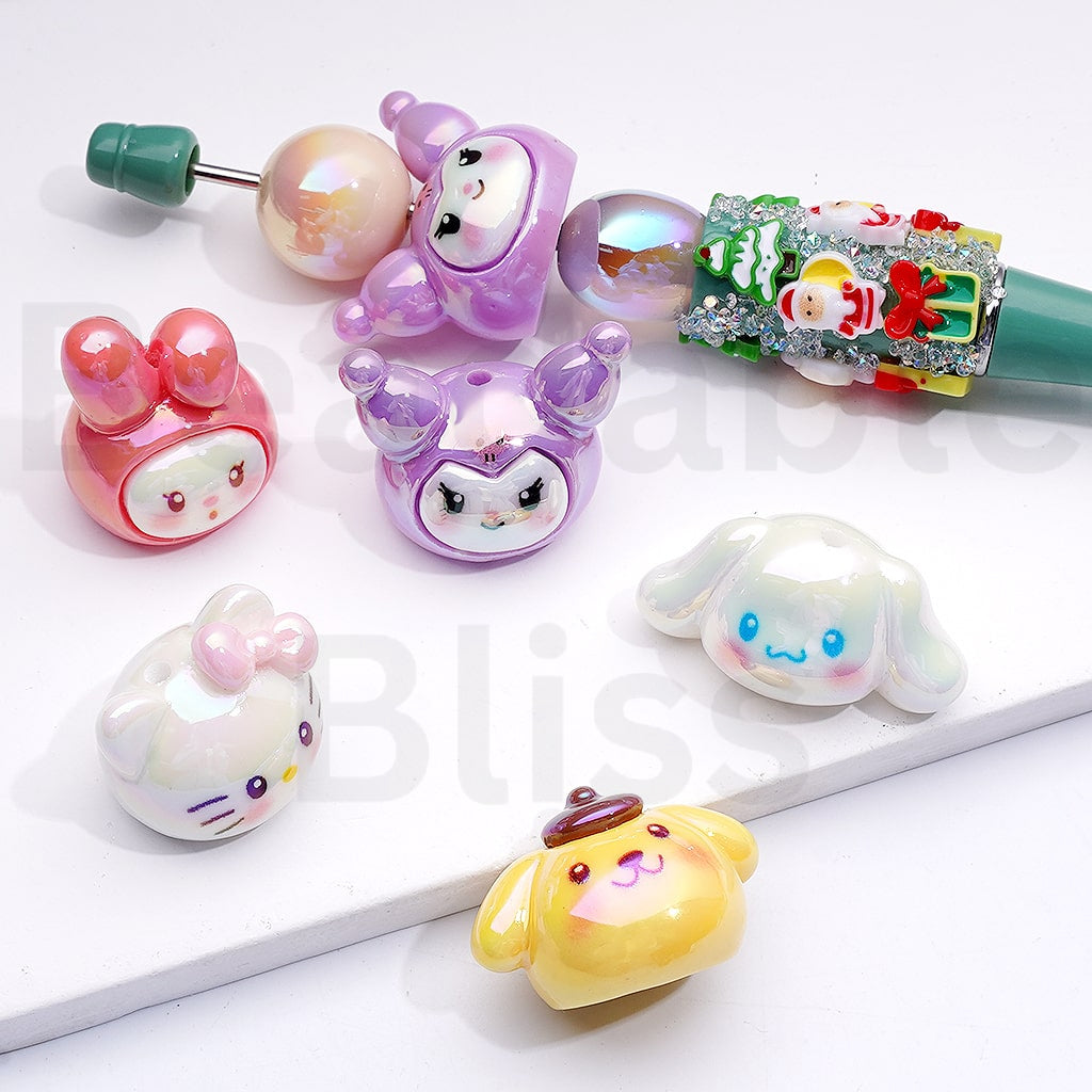 Set of colorful animal-shaped hair accessories on a white background

