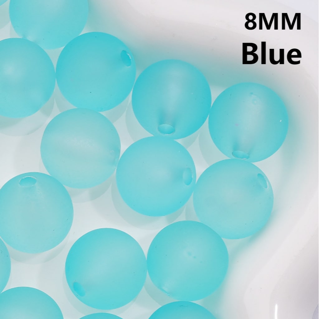 Translucent Frosted Matte Multi-Color Round Acrylic Waist Beads for Jewelry Making 8MM