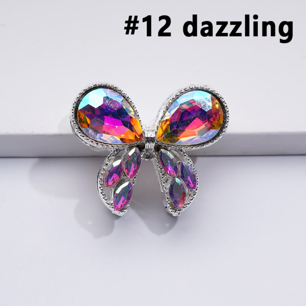 Silver Delicate Fancy Alloy Bowknot with Colorful Shiny Rhinestones Beads, Around 31*26MM