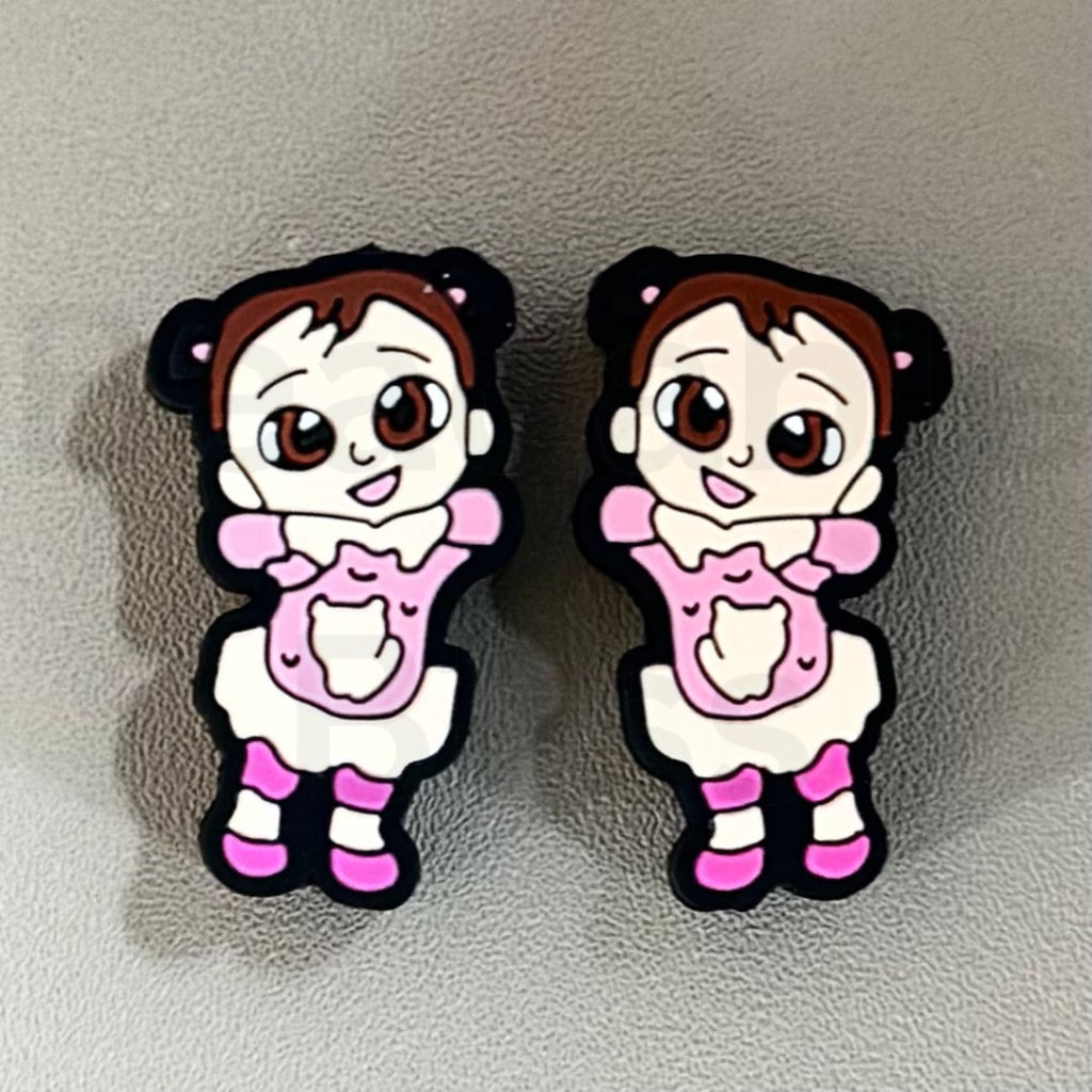 Girl in Pink Little Cute Silicone Focal Beads