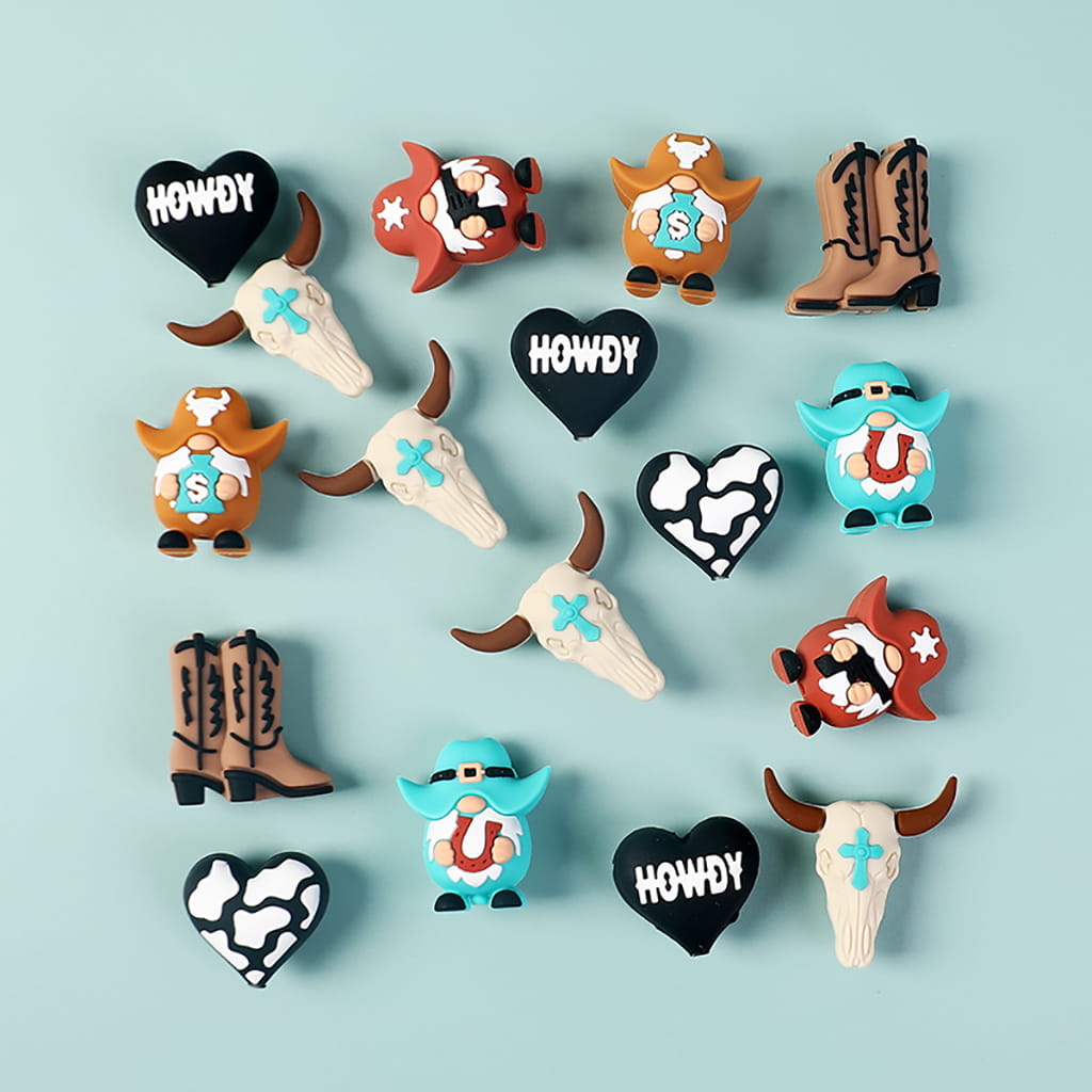 3D Diverse Charming Cowboy Charm West Theme Silicone Focal Beads