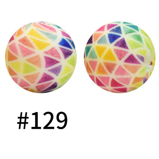 Round Tiffany Stained Glass Style Printed Silicone Beads Number 129